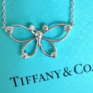 Tiffany & Co Silver Diamond Butterfly Necklace